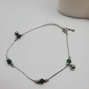Delicate feminine green beaded bell bracelet or can be anklet